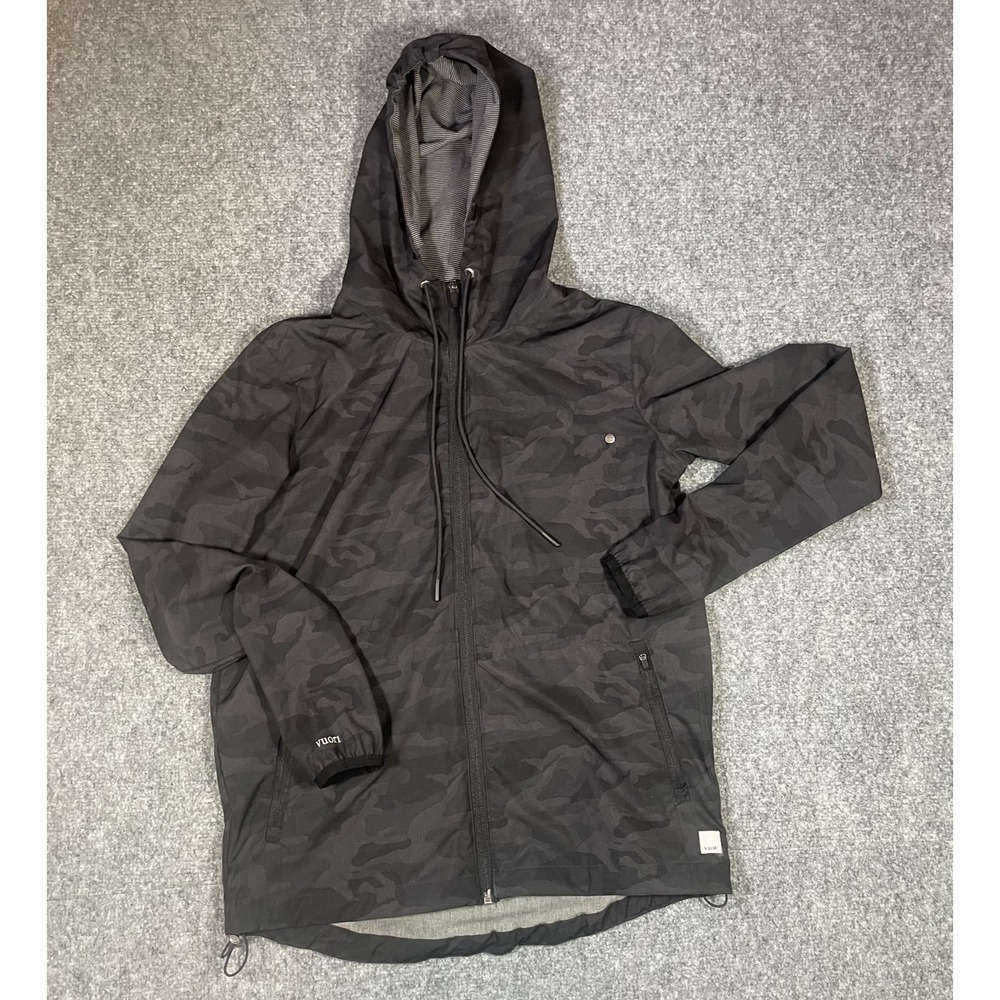 Vuori Daybreak Windbreaker Women S Black Camo Lightweight Hooded Full Zip Jacket